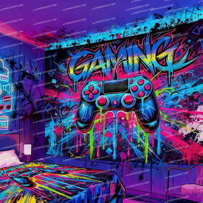 Game Tapestry Gaming Neon Tapestry Handle Dazzle Gaming Bedroom Gaming Room Decoration Game Live Background Wall Home Tapestry