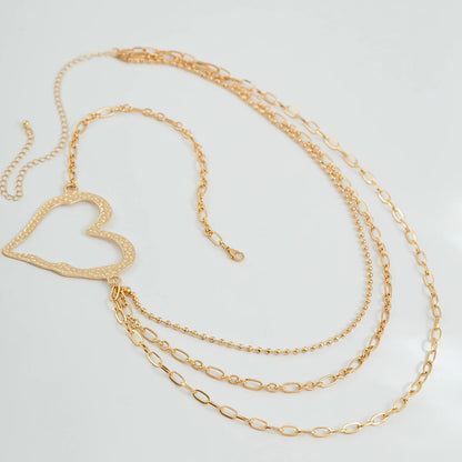 IngeSight.Z Classic Metal Multilayer Belly Chains For Women Hollow Gold Color Love Heart Beach Bikini Waist Body Chain Jewelry