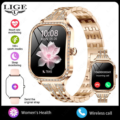2026 Fashion Women Smart Watch Bluetooth Call Custom Watch Face Fitness Tracker IP68 Waterproof Smartwatch Woman for Android IOS