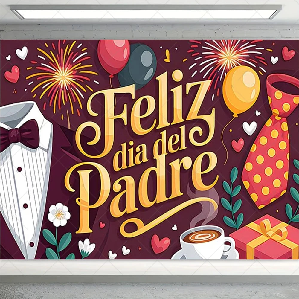 Spanish Happy Father's Day Decor Background I Love Dad Black Suit Tie Family Party Banner Photography Backdrop Supplies Props