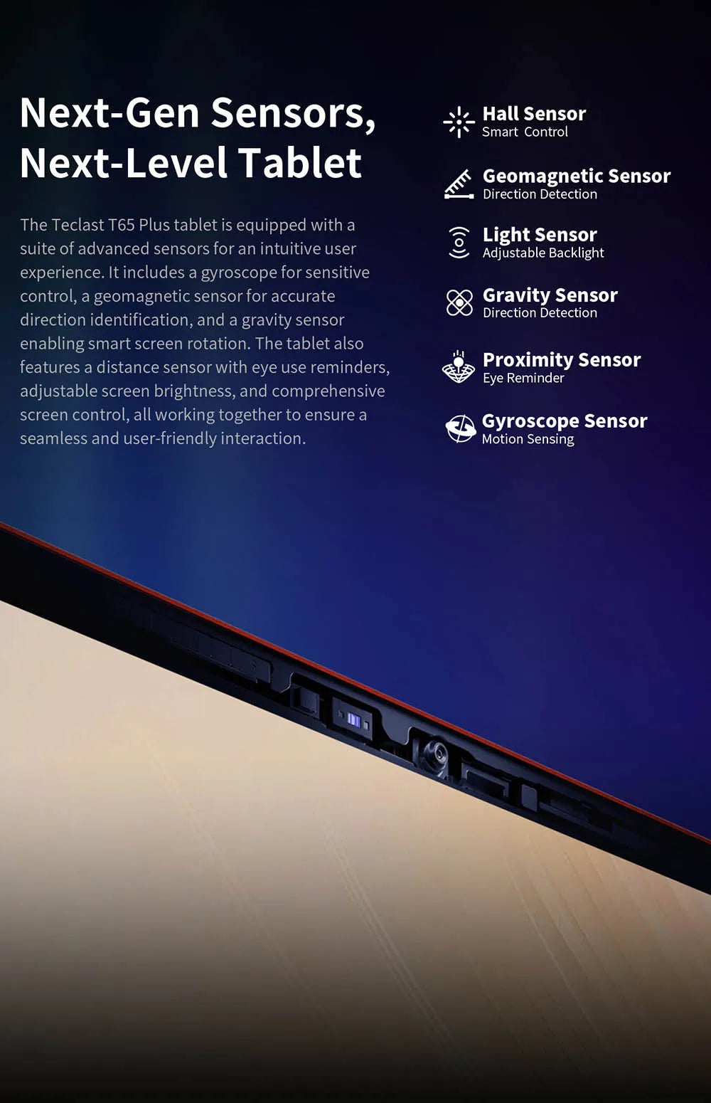 Teclast T65 Plus Android 15 Tablet 13.4" 120Hz IPS 20GB RAM(8GB+12GB) 256GB ROM 10000mAh Dual 4G TLE GPS 13MP AI Camera T65Plus