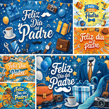 Spanish Happy Father's Day Decor Background I Love Dad Black Suit Tie Family Party Banner Photography Backdrop Supplies Props