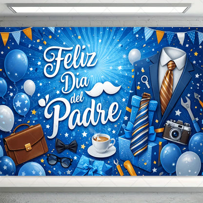 Spanish Happy Father's Day Decor Background I Love Dad Black Suit Tie Family Party Banner Photography Backdrop Supplies Props