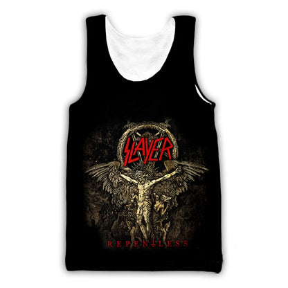 Slayer Rock Band 3D Print Tank Tops Men's Women Streetwear Hip Hop Oversized Fitness Gym Vest Sport Sleeveless Tops Men Clothing