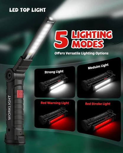 Tool Fathers Day Dad Gifts for Men Him Husband, Rechargeable LED Work Light BBQ Grill with Magnetic Base Hook, 360° Rotate.