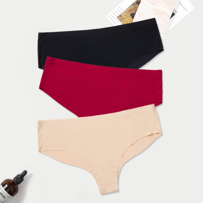 WarmSteps 3Pcs/Set Seamless Woman Panties Underwear Fitness Sports Women's Briefs Ice Silk Sexy Female Lingerie XXL Large Size
