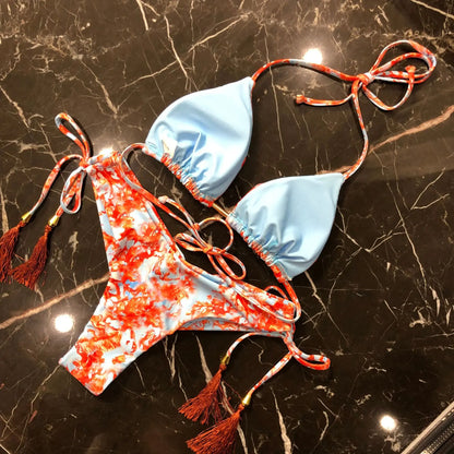 Women's Printed Bikini Beach Holiday Trio