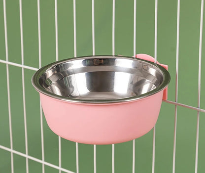 Hanging Automatic Pet Cat Food Feeder with 30oz Bowl and 500ml Water Dispenser Bunny Gravity Feeding Station Waterer Set Feeder