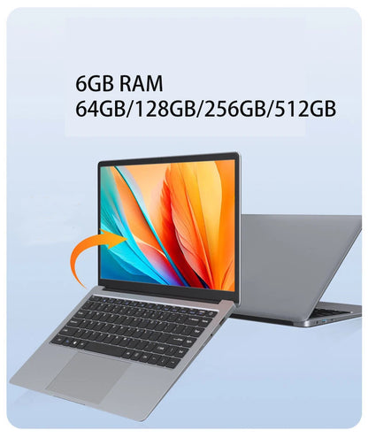 14inch Student Cheap Laptop 6GB RAM 64GB/128GB/512GB SSD HD Cam WiFi Bluetooth  Windows 10 Notebook Computer