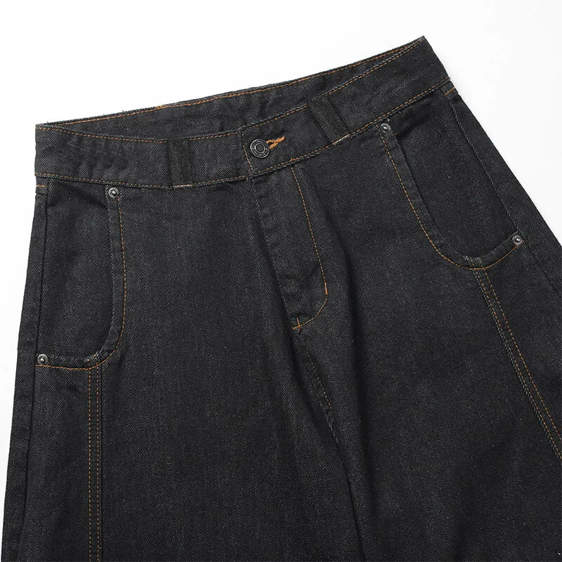Classic Black Biker Denim Jeans