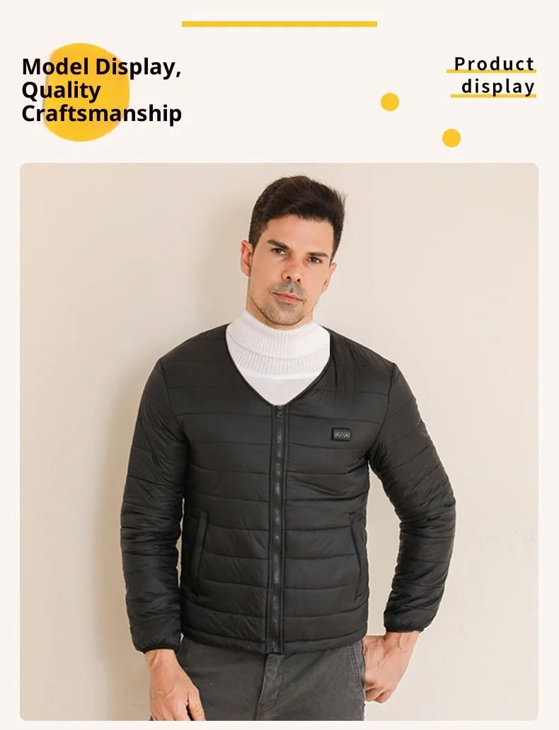Smart Heating Cotton Jacket V-Neck Inner Wear 24 Zones Electric Thermal Insulation Clothes Motorcycle Riding Vest Heat Retention