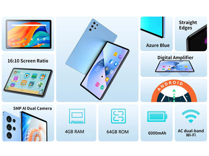 New Original 10.1 Inch Android Tablet Octa Core 4GB RAM 64GB ROM Bluetooth WiFi Dual SIM HD Display Tablet Pc Android 13.0