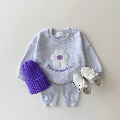 New Baby Clothes Suits Cotton Infantil Newborn Baby Outfits Clothes Little Flower Pullover Top+Trousers Set Boy Girl Clothes