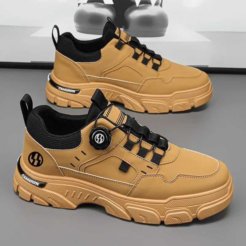 Sneakers Man Spring Trend Hot Sale Comfort Soft Soled Casual Shoes for Fashion Rotating Button Male Work Boots Zapatillas Hombre