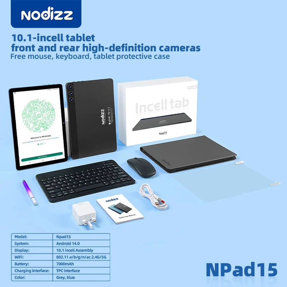 New 10.1 Inch Android 15 Tablet PC 12GB RAM 512GB ROM WiFi Bluetooth 7000mAh Battery HD Touch Screen With Free BT Keyboard CASE