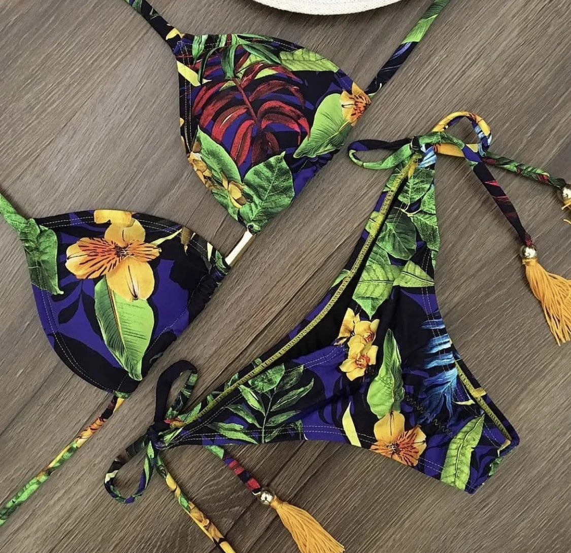 Women's Printed Bikini Beach Holiday Trio