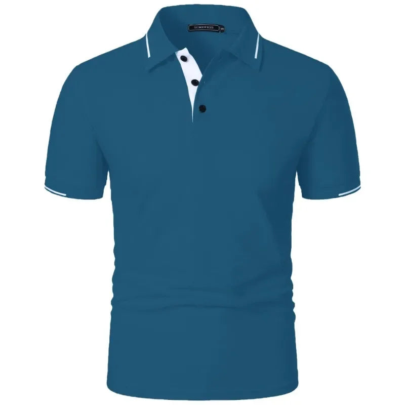 Men's Short Sleeve Polo Shirt Summe Button Classic Fit Casual T-Shirts Oversize Pullover Shirts Man Solid Color Lightweight Tops