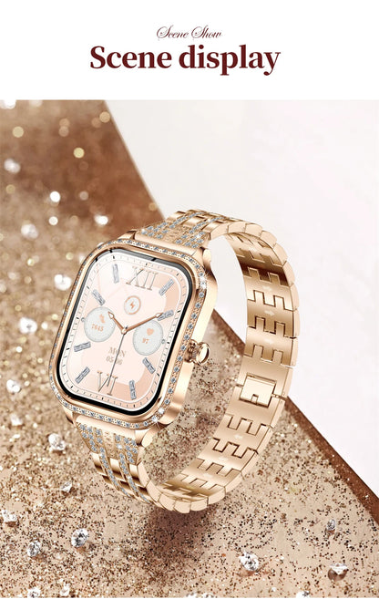 2026 Fashion Women Smart Watch Bluetooth Call Custom Watch Face Fitness Tracker IP68 Waterproof Smartwatch Woman for Android IOS