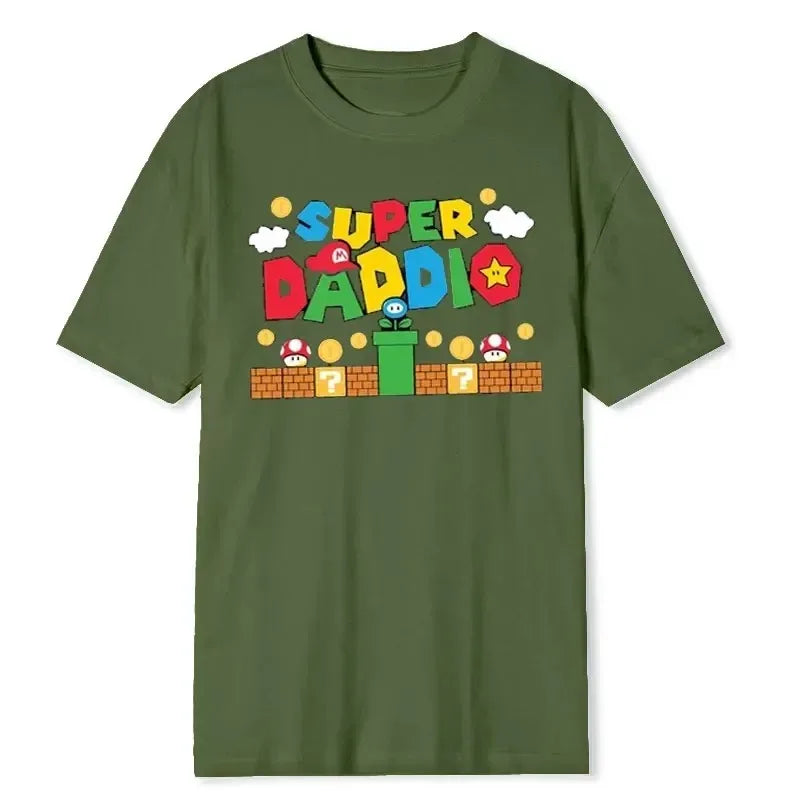 Super Daddio Funny Gamer Dad Father's Day Gift Tshirt 100% Cotton New Fashion Short Sleeve Vintage Classic Streetwear Tee Tops