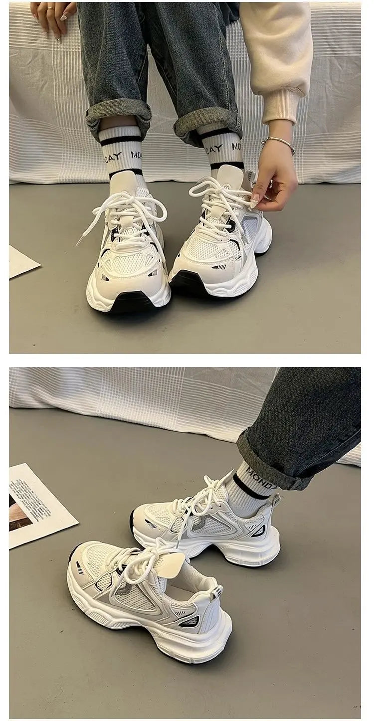 sneakers women trends 2024 summer Sneakers White Lace-Up Women's jogging Shoes platform Female designer shoes zapatos de mujer