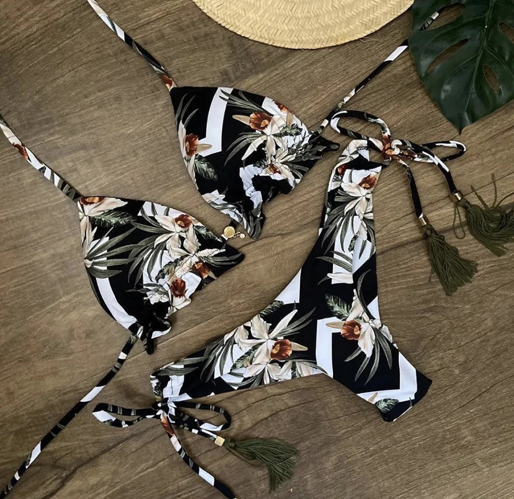 Women's Printed Bikini Beach Holiday Trio