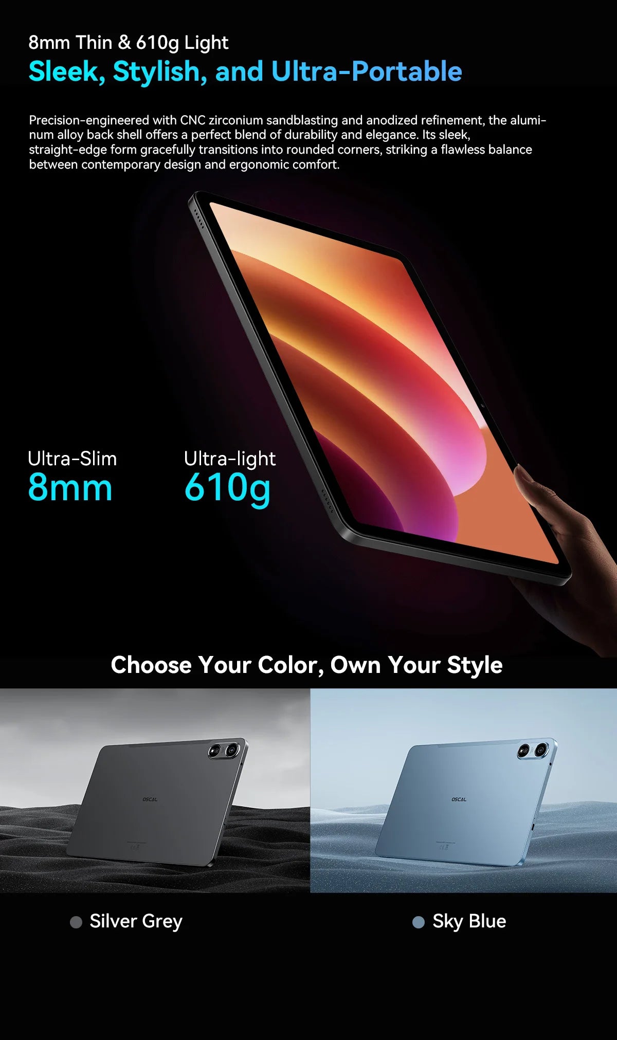 [World Premiere] Blackview OSCAL PAD 100 Tablet 12'' 2K FHD+ Unisoc T615 12+24GB RAM 256GB ROM 9000mAh Android 15 4G Tablets PC