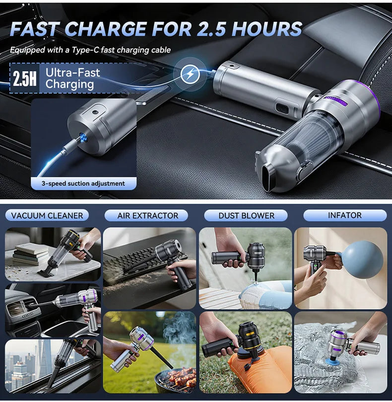 Vacuum Cleaner High Power Portable Handheld Wireless Brushless Motor Clean Machine Powerful Dust Blower Inflator Vacuum Cleaner