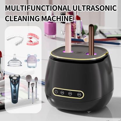 Ultrasonic 48KHz Automatic Denture Cleaner USB Multifunctional Makeup Brush Cleaner with 3 Timer Settings for Oral Care