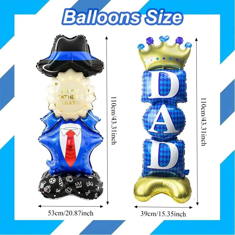 Self Standing DAD Balloons, Large Standing Fathers Day Mylar Balloons for Happy Fathers Day Decorations Birthday Dad Decorations