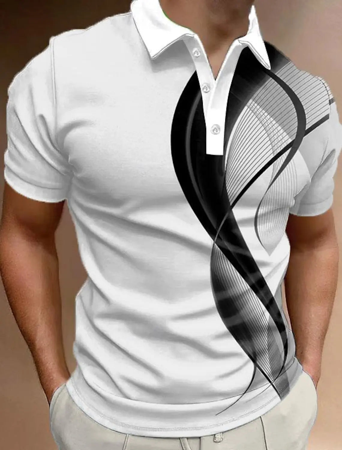Optical Illusion Men's Fashion Casual 3D Print Golf Polo Polyester Short Sleeve Turndown T-Shirts Micro-elastic Lapel Polo shirt