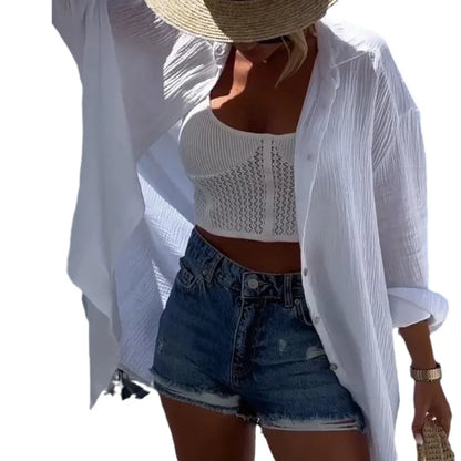 Women's Swimming Suit 2026 Beach Wear Dress Bathing Cover Ups Tunic Swimsuit Flip Collar Casual Fashion Shirt Polyester Spandex