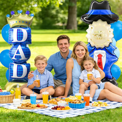 Self Standing DAD Balloons, Large Standing Fathers Day Mylar Balloons for Happy Fathers Day Decorations Birthday Dad Decorations