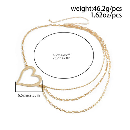 IngeSight.Z Classic Metal Multilayer Belly Chains For Women Hollow Gold Color Love Heart Beach Bikini Waist Body Chain Jewelry