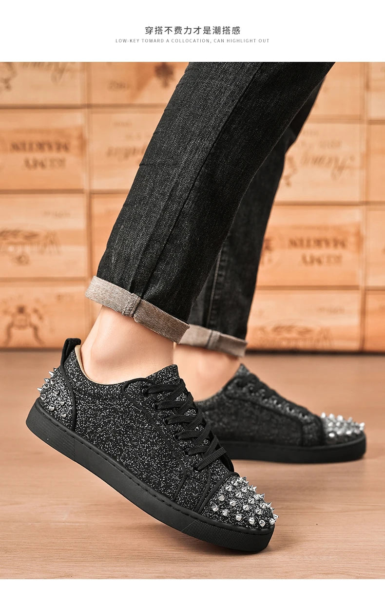 Comfortable Breathable Studded Sneakers for Men Women Casual Sports Shoes Fashion Lightweight Walking Shoes