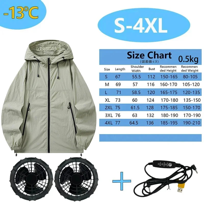 Men Women Smart Air Conditioning Cooling Jacket with Fans Intelligent Heat Dissipation UV Protection Outdoor Work Clothes Summer