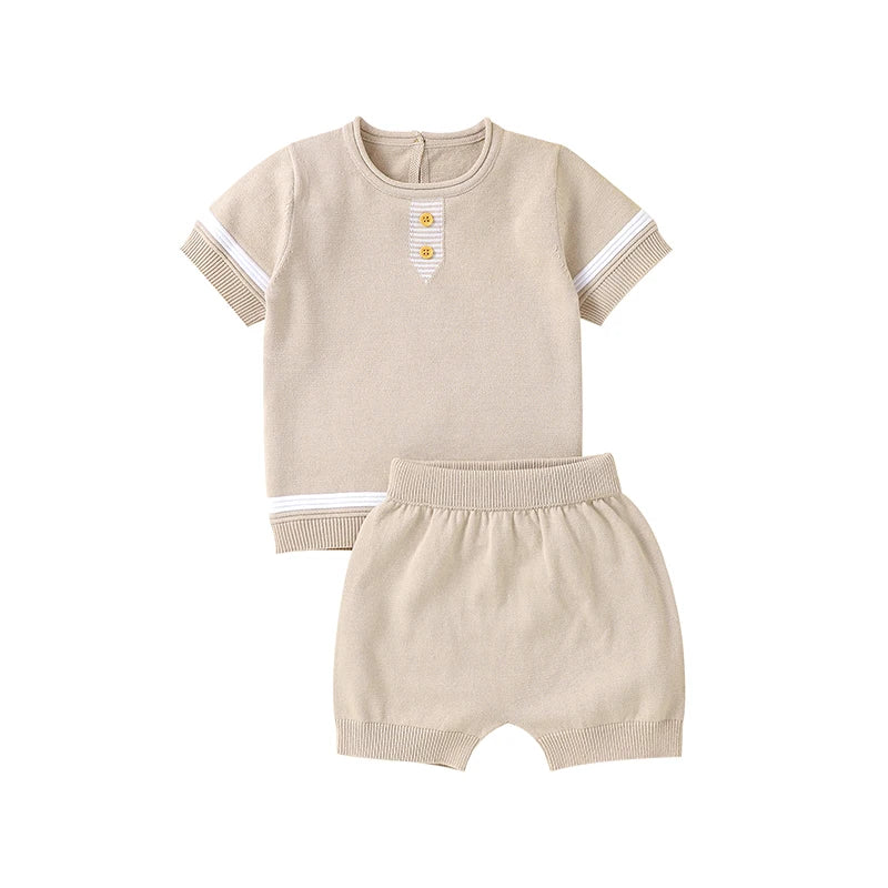 Baby Clothes Set Knitted Cotton Infant Tops +Pants Breathable Comfortable Newborn Boy Girl Pullover +Shorts Summer Fashion Solid