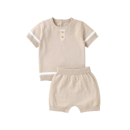 Baby Clothes Set Knitted Cotton Infant Tops +Pants Breathable Comfortable Newborn Boy Girl Pullover +Shorts Summer Fashion Solid