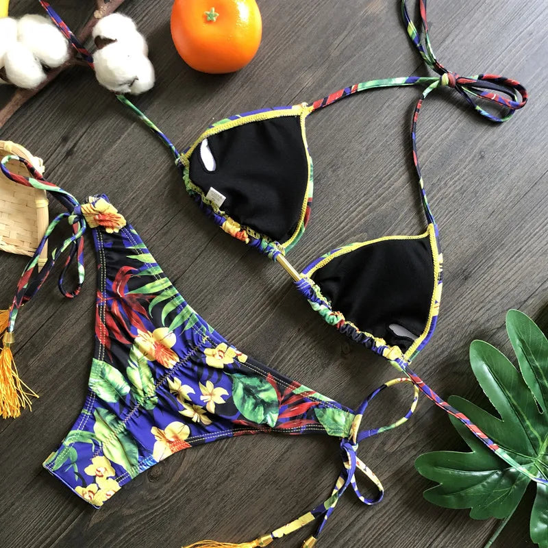 Women's Printed Bikini Beach Holiday Trio