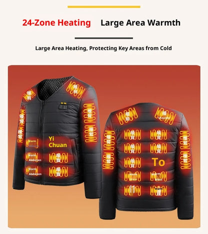 Smart Heating Cotton Jacket V-Neck Inner Wear 24 Zones Electric Thermal Insulation Clothes Motorcycle Riding Vest Heat Retention