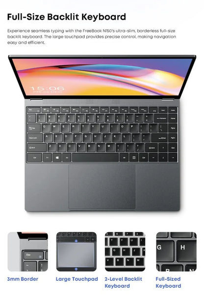 CHUWI FreeBook 2-in-1 Laptop IntelN150 13.4'' Touch 2.5K Screen 16GB LPDDR5 RAM 512GB SSD WiFi6 BT5.2 Convenient Office Notebook