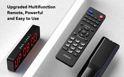 Gym Timer with Remote 11''x 3.5''Ultra-Clear Interval Timer with LED Countdown/Up Wall Clock Power Fitness Timer Stopwatch