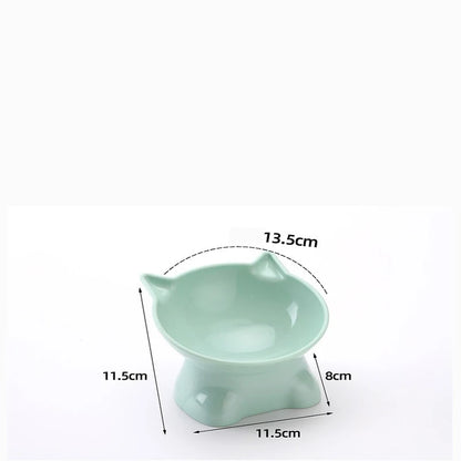 Cute cat bowl tilted high-legged cat bowl cat eating bowl cat food bowl black water bowl cat food bowl dog bowl