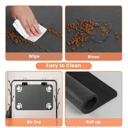 VIKAMA Cartoon Pet Floor Mats Diatomite Non-Slip Water Absorption Wear-Resistant Leakage Easy To Clean Dog Food Mat Cat Food Mat