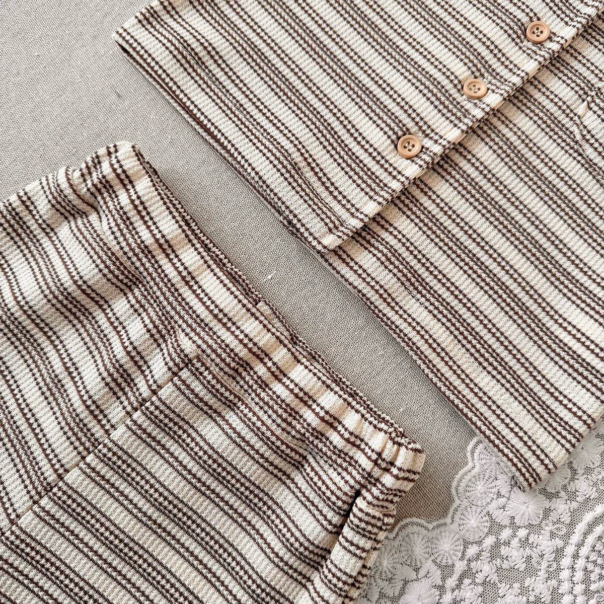 Striped Baby Summer Set – Short Sleeve & Shorts (0-3Y)