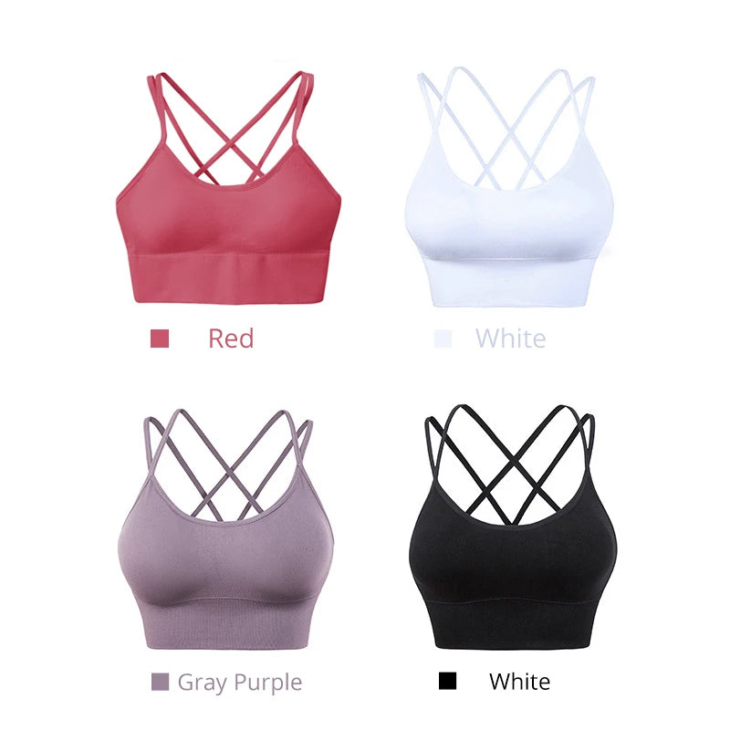 Strappy Cross Back Padded Sports Bra