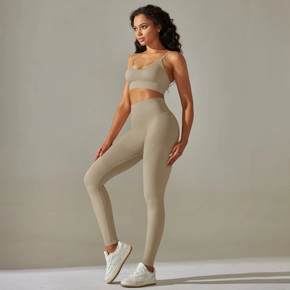 Yoga Leggings Set Workout Outfits for Women Sport Bra Leggings Seamless High Waist Yoga Leggings Sets Fitness Gym Clothing Wear