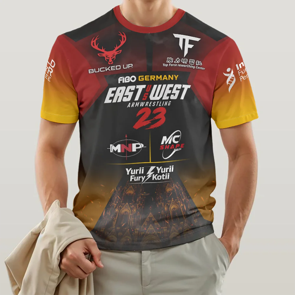 2026 The East vs West Series 23 Armwrestling T-Shirt Fans Breathable Sports Jersey Men's Breathable Quick Dry Fitness Gym Tees