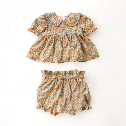2Pcs Infant Baby Girl Clothes Sets Summer Floral Cotton Toddler Girl Suit For 0-24 Months Comfortable, Daily Wear for Baby Girl