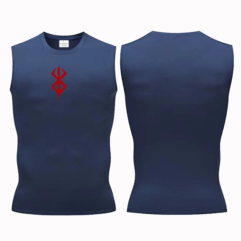 Compression Sleeveless Shirt Men Gym Fitness Basketball Sport Vest Manga Tight Tank Mesh Quick Drying Top Breathable Summer Male