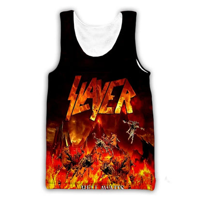 Slayer Rock Band 3D Print Tank Tops Men's Women Streetwear Hip Hop Oversized Fitness Gym Vest Sport Sleeveless Tops Men Clothing